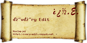 Óváry Edit névjegykártya